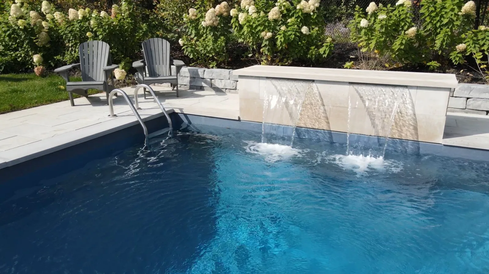 Renovated pool with new full length walk-in steps